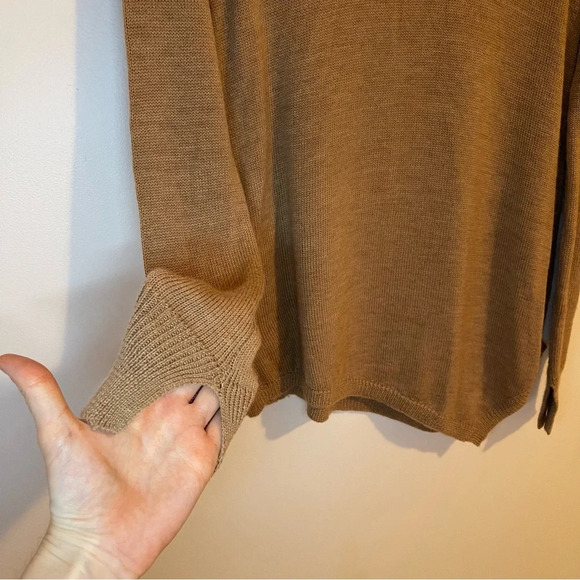BCBGMAXAZIRA 100% merino Wool Camel Sweater turtleneck asymmetric Tunis XXS - Picture 4 of 6